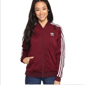 Adidas originals supergirl track jacket size small in maroon/burgundy $70 retail
